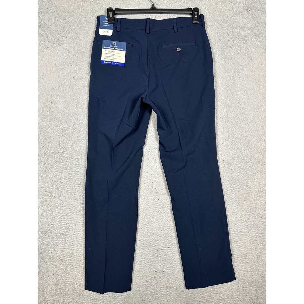 NEW George Pants Mens 32X32 Blue Classic‎ Fit Performance Dress Stretch Pocket